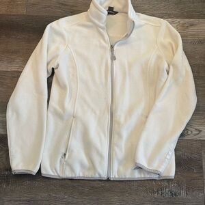 Eddie Bauer White Full-Zip Teddy Fleece Jacket good condition size S